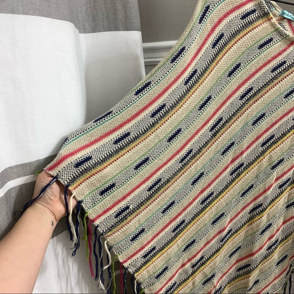 GODDIS Multicolored Boho Hippie Festival Oversized Fringe Shawl Poncho S/M - Picture 5 of 10